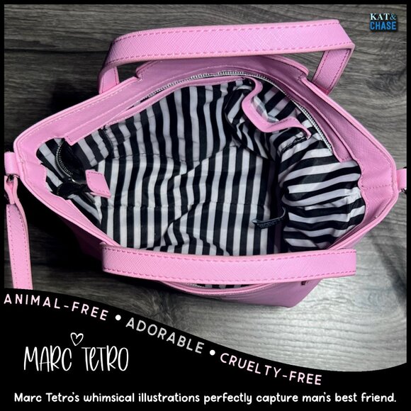 Marc Tetro Yorkie 100% Vegan Handbag Crossbody Small Tote Pink NWOT - Picture 6 of 11